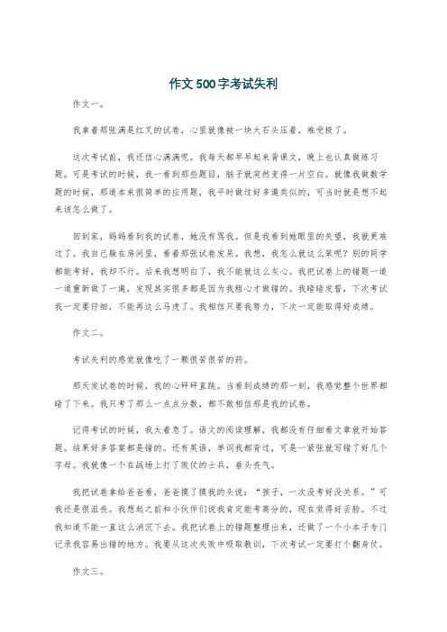 作文500字考试失利