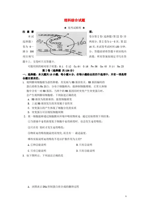 湖北省仙桃市高三理综上学期期末考试试题(答案不全)