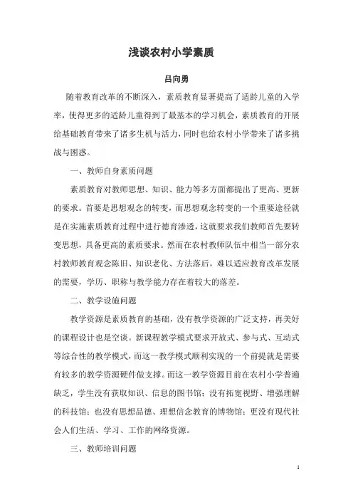 浅谈农村小学素质教育