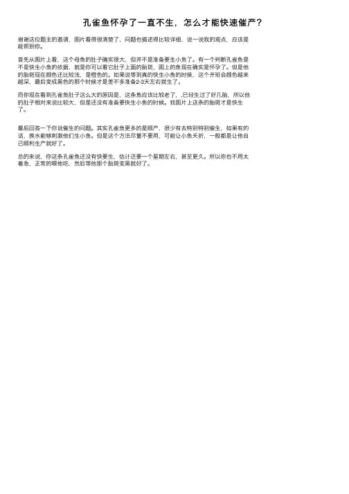 孔雀鱼怀孕了一直不生，怎么才能快速催产？