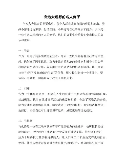 有远大理想的名人例子