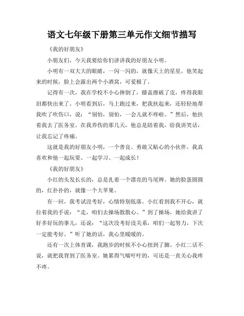 语文七年级下册第三单元作文细节描写