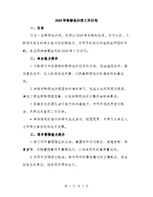 2024年勘察设计师工作计划(二篇)