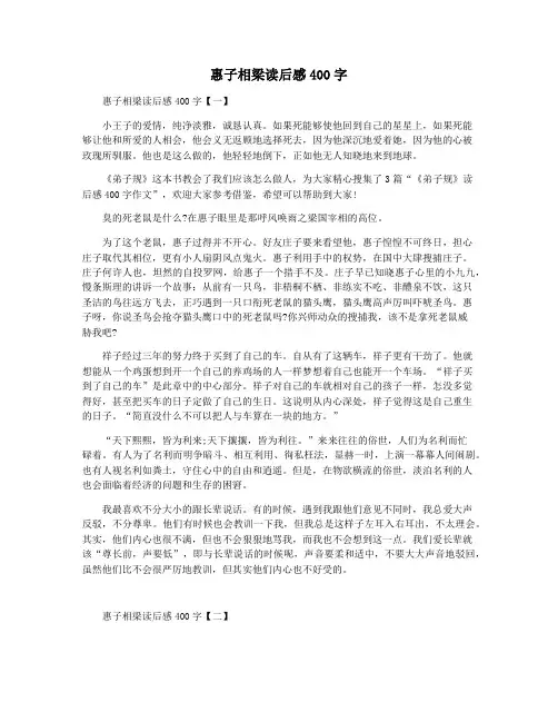 惠子相梁读后感400字