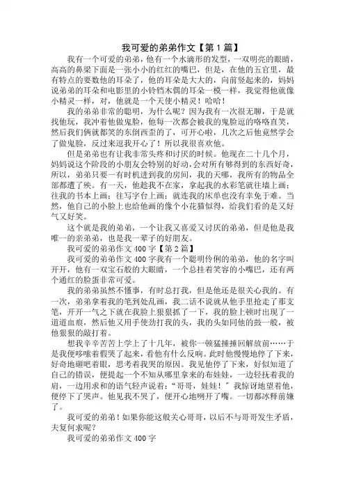 我可爱的弟弟作文400字精选