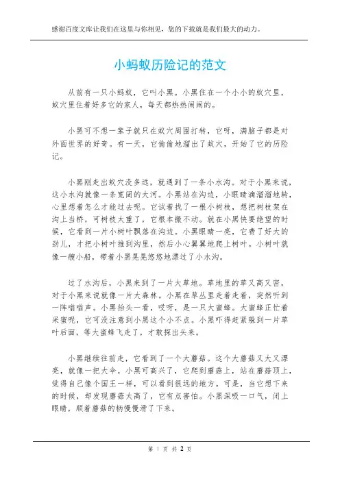 小蚂蚁历险记的范文