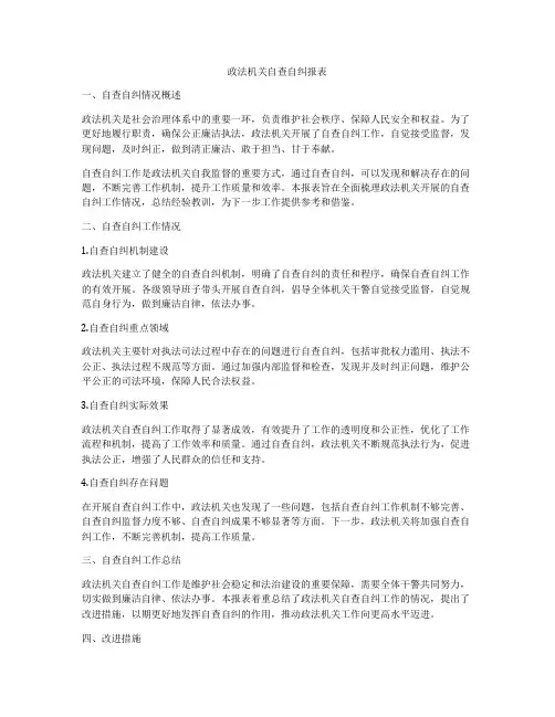 政法机关自查自纠报表