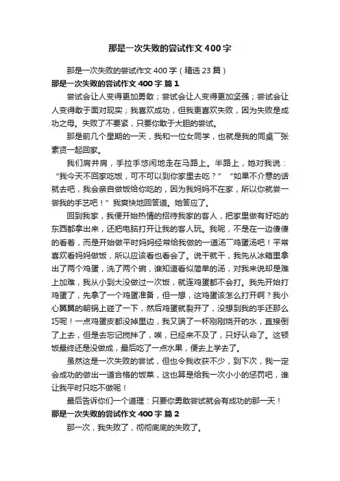 那是一次失败的尝试作文400字（精选23篇）