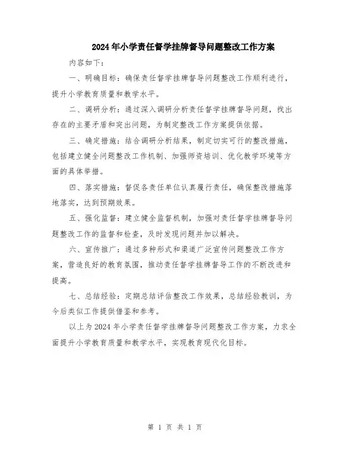 2024年小学责任督学挂牌督导问题整改工作方案