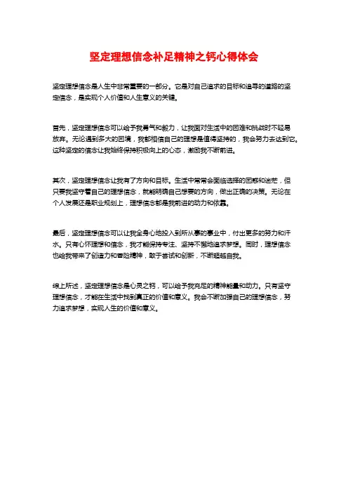 坚定理想信念补足精神之钙心得体会