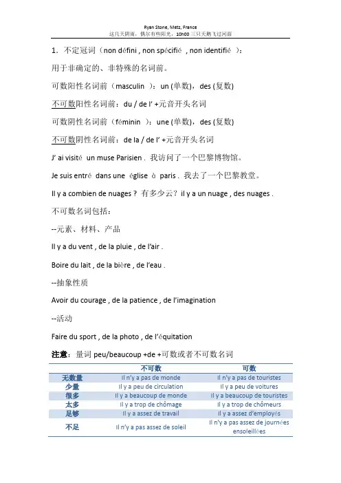 5 法语冠词和定冠词用法