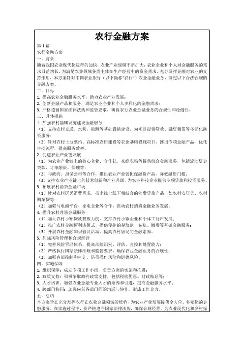 农行金融方案