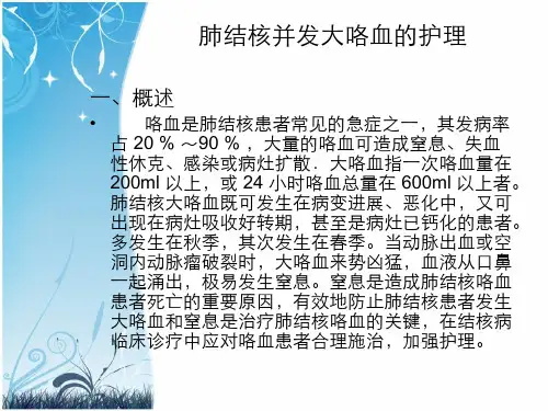 肺结核并发大咯血的护理