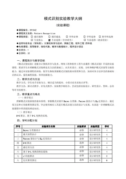 实验课程-091042-模式识别