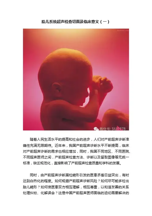 胎儿系统超声检查切面及临床意义（一）