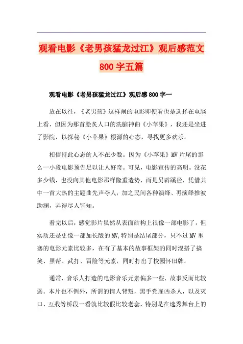 观看电影《老男孩猛龙过江》观后感范文800字五篇