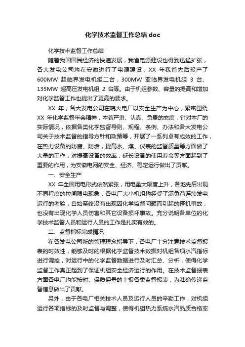 化学技术监督工作总结doc