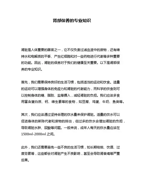 肾部保养的专业知识