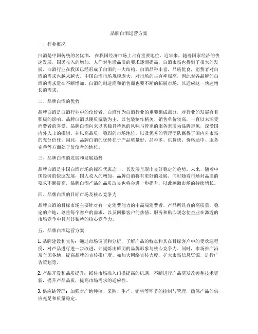 品牌白酒运营方案