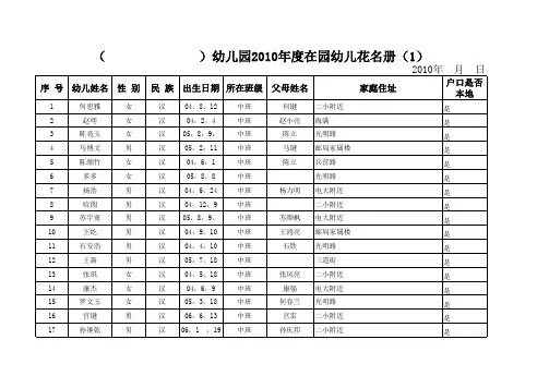(  )幼儿园幼儿在园花名册(5)