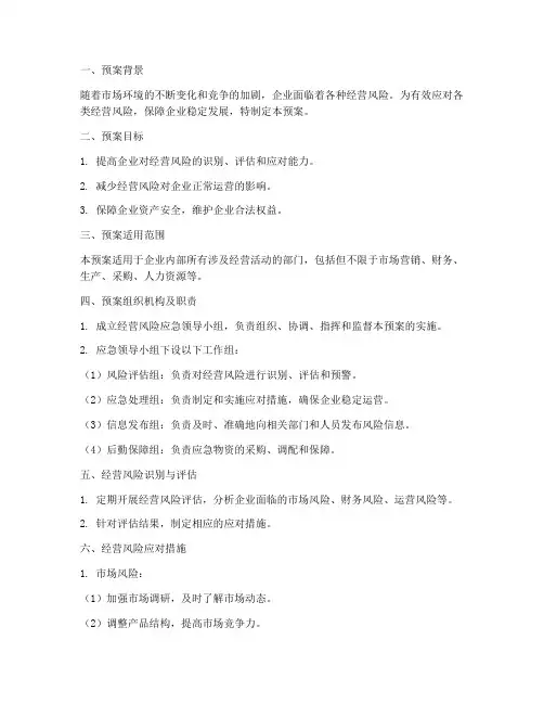 经营风险应急预案