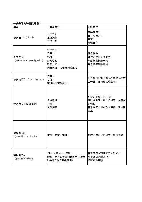 贝尔宾团队角色测试