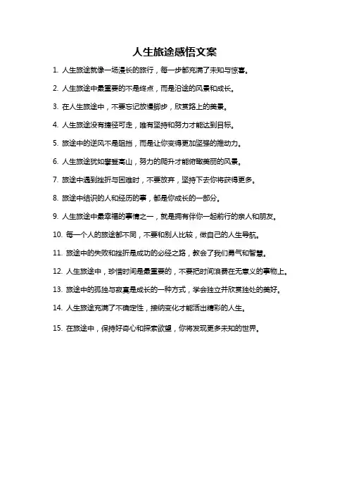 人生旅途感悟文案