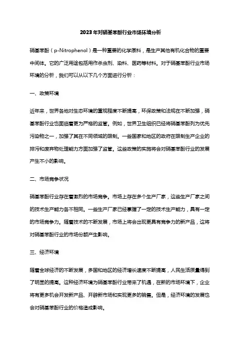 2023年对硝基苯酚行业市场环境分析