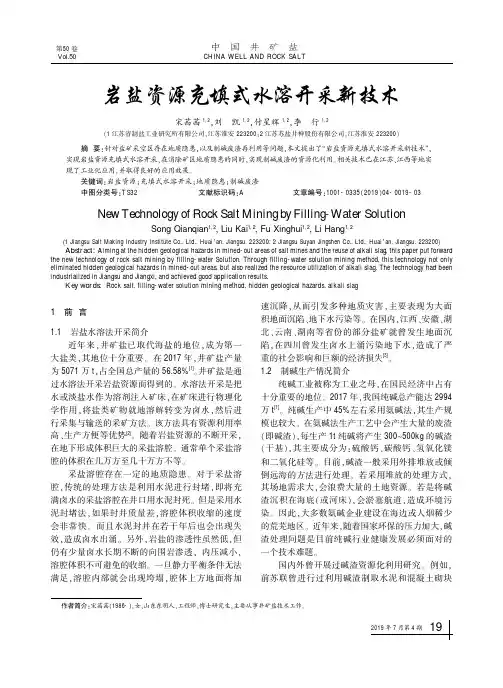 岩盐资源充填式水溶开采新技术