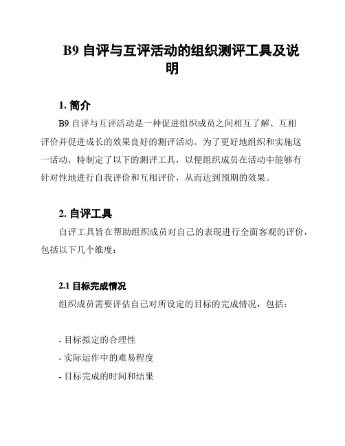 B9 自评与互评活动的组织测评工具及说明