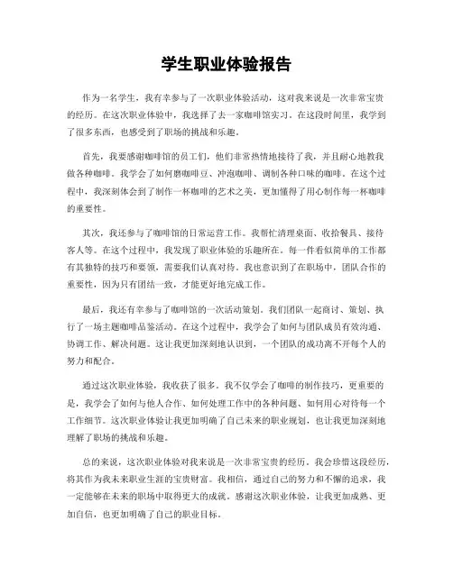 学生职业体验报告