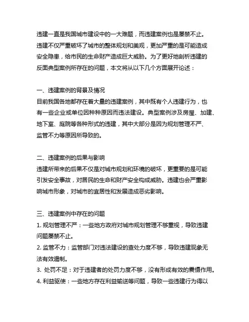 关于违建的反面典型案例剖析方面存在的问题