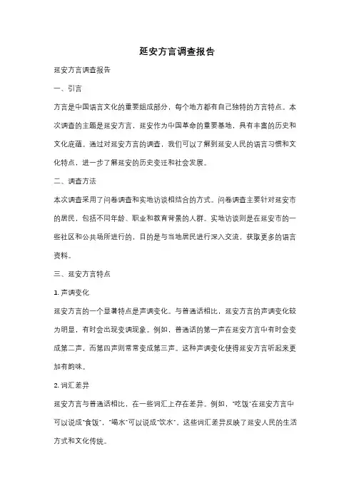 延安方言调查报告