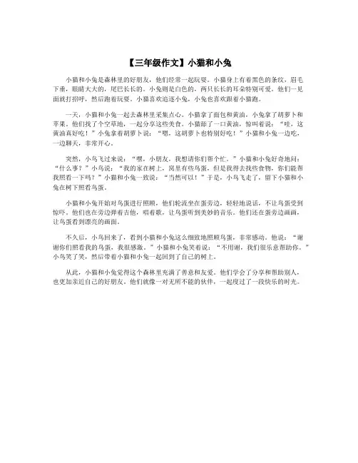 【三年级作文】小猫和小兔