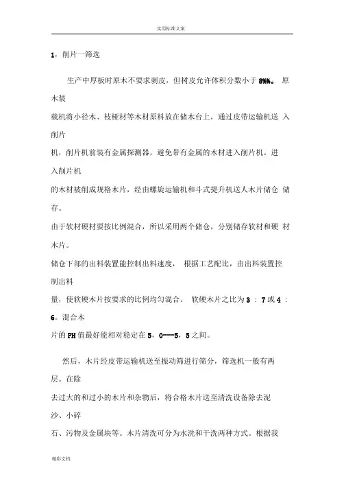 中密度纤维板生产线实用工艺流程