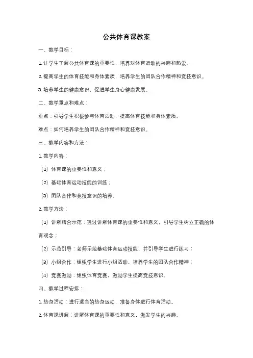 公共体育课教案