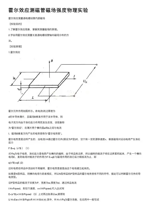 霍尔效应测磁管磁场强度物理实验