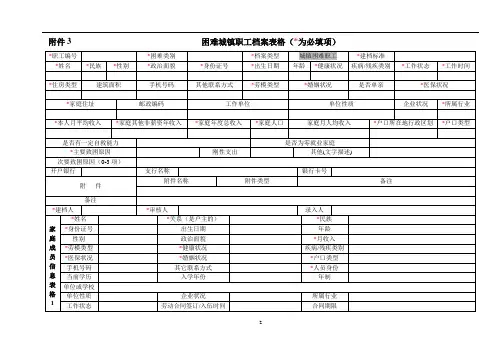 困难城镇职工(农民工)档案表