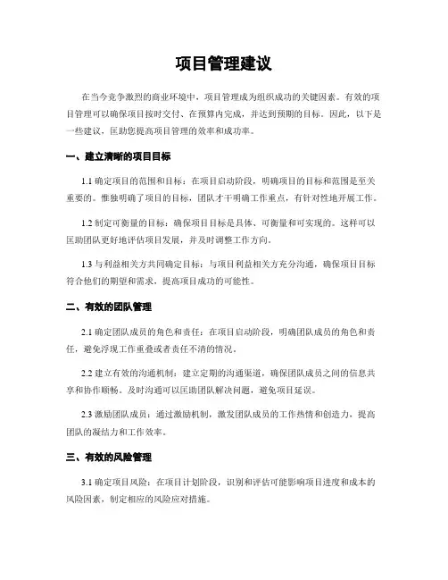 项目管理建议