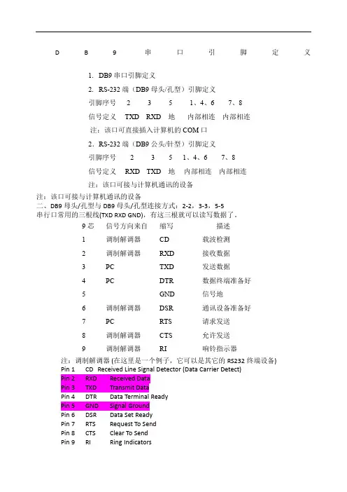 DB串口引脚定义