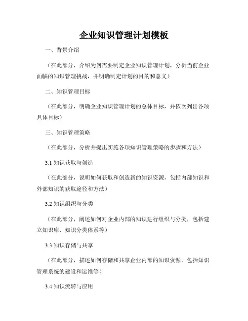 企业知识管理计划模板
