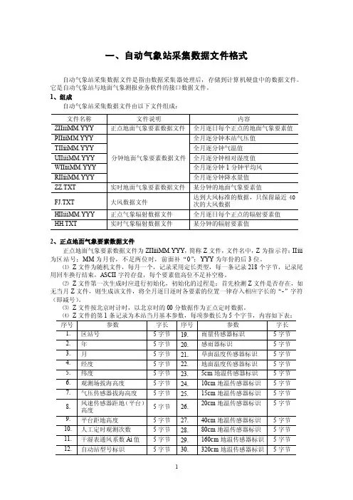 自动气象站采集数据文件格式