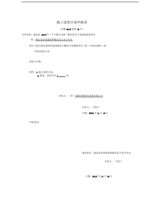 蔬菜标准园蔬菜大棚及节水灌溉项目竣工验收资料表格