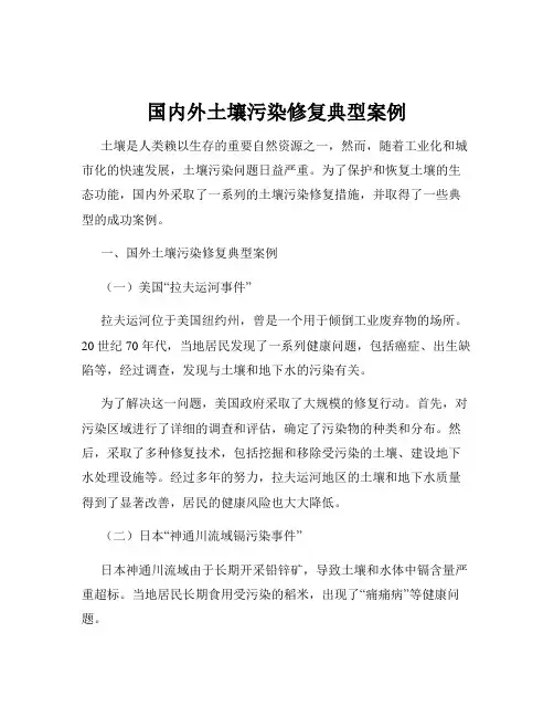 国内外土壤污染修复典型案例