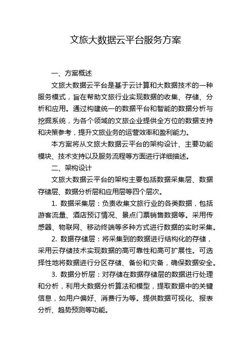 文旅大数据云平台服务方案