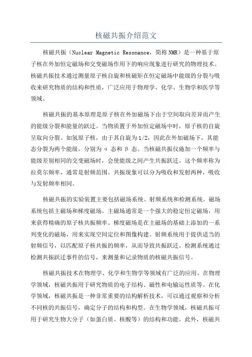 核磁共振介绍范文