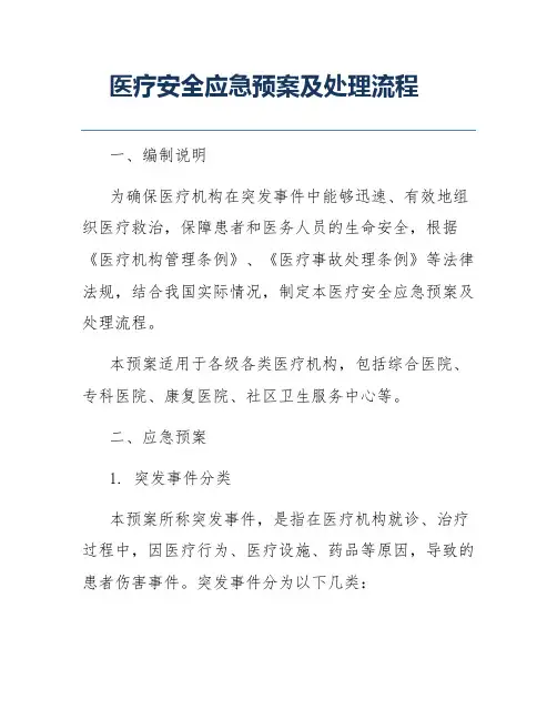 医疗安全应急预案及处理流程