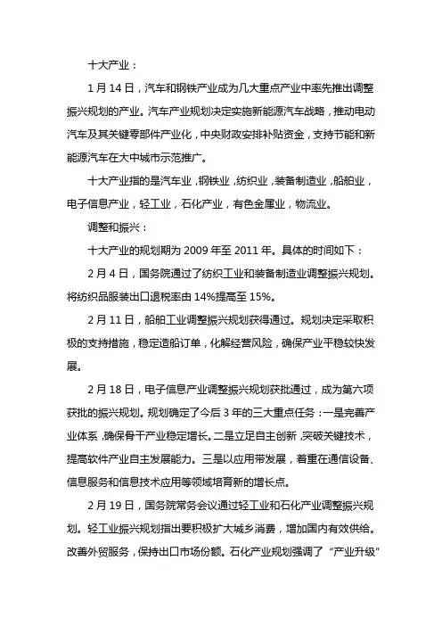 十大重点行业领域有哪些