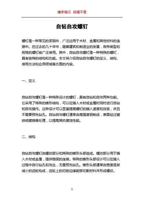 自钻自攻螺钉