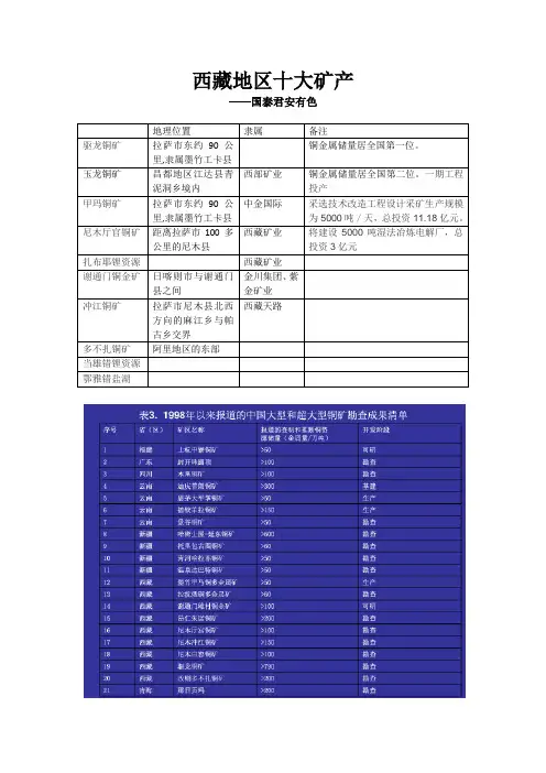 西藏地区十大矿产简介(铜,国泰君安)